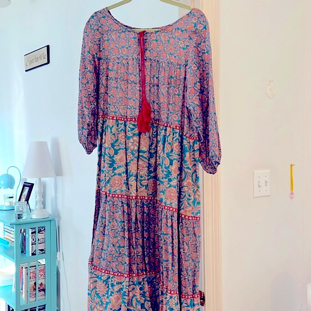 NATURAL LIFE Boho Maxi Dress - Pink and Blue